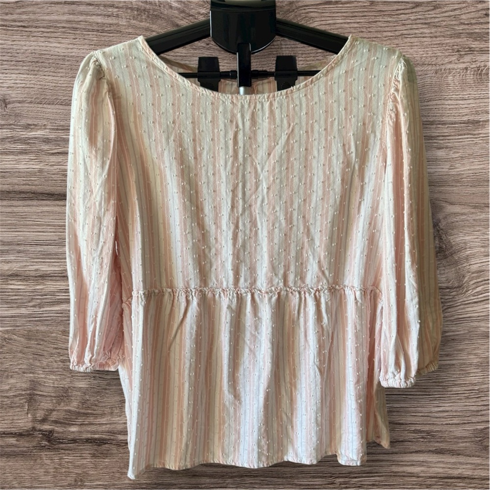 Time and Tru Pink Striped Blouse